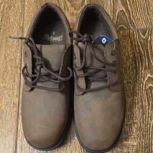 Faded Glory Brown Leather-Look Lace-Up Oxfords